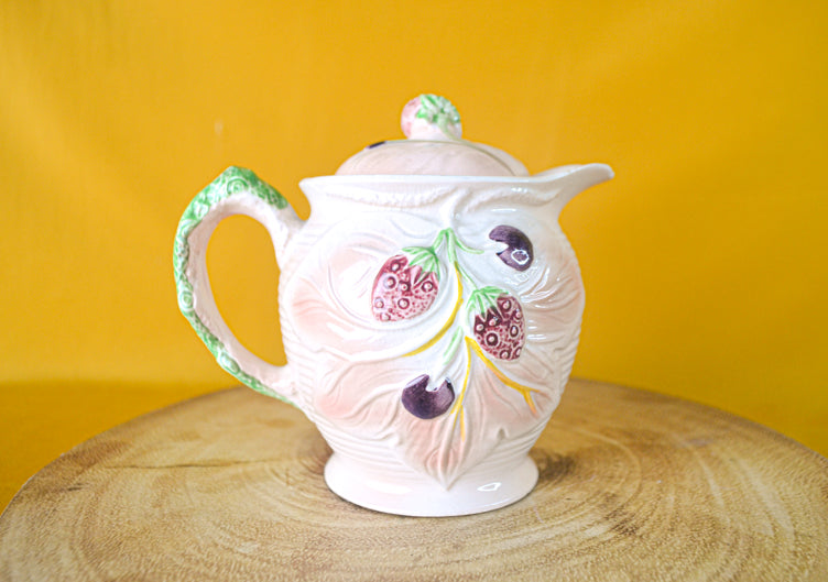 c1940’s Avon Ware Fruit Design Porcelain Embossed Teapot English Country Garden vines