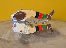 Load image into Gallery viewer, An Enamelled Metal Novelty Corkscrew in the Form of Rugby Player Legs, 9cm high
