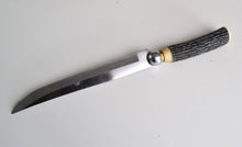 Load image into Gallery viewer, Vintage! Bone / Antler Sterling Handle Meat Fork and Knife, Bakelite
