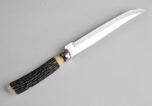 Load image into Gallery viewer, Vintage! Bone / Antler Sterling Handle Meat Fork and Knife, Bakelite
