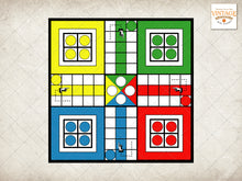 Load image into Gallery viewer, Ludo Board Game Template, Board, Dice and Game Pieces cutout template, jpeg file, INSTANT DOWNLOAD
